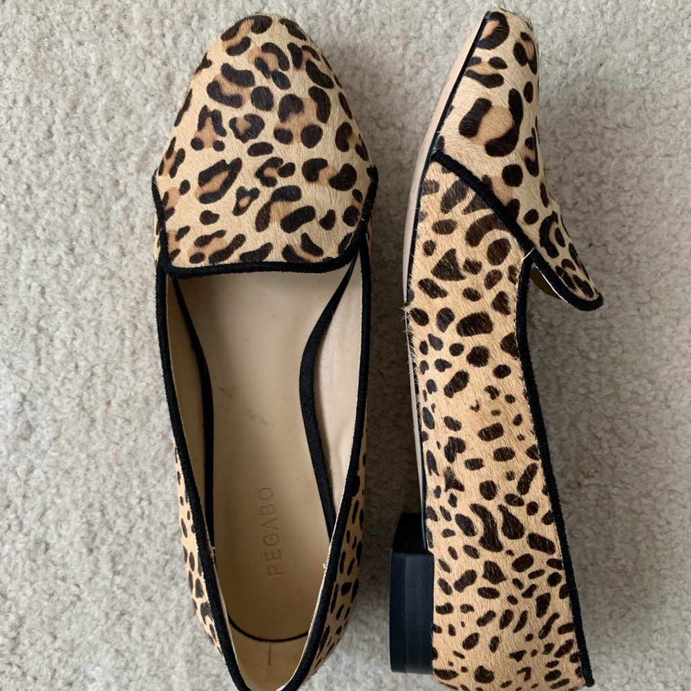 Calf hair leopard print smoking slipper flat
